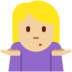 Twitter里的女人耸肩:中等浅肤色emoji表情