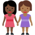 Twitter里的女性牵手:深色肤色,中深色肤色emoji表情