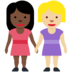 Twitter里的女性牵手:深色肤色,中浅肤色emoji表情