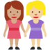 Twitter里的女性牵手:中等肤色,中等肤色emoji表情