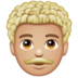 WhatsApp里的男士：中浅肤色，卷发emoji表情