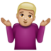 WhatsApp里的男人耸肩：中等浅肤色emoji表情