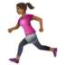 WhatsApp里的女子跑步：中黑肤色emoji表情